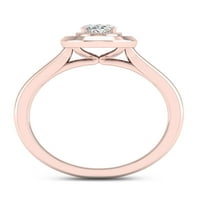 3 4к ТДВ овален диамант 14к Розово злато пасианс годежен пръстен