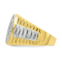 Първично злато каратово жълто злато с Бяло родиево покритие кубичен цирконий Мъжки пръстен