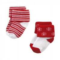 Хъдсън Бебе Университет Бебе памук богато новородено и тери чорапи, дни на Коледа, 6- месеца