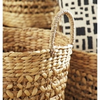 Decmode Coastal Brown Seagrass тъкана кошница за съхранение, комплект от 21