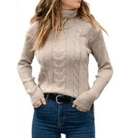 Yeasitch женски пуловер с пуловер с дълъг ръкав с кабел с дълъг ръкав пуловер пуловер свободен год