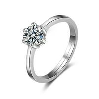 Пръстени за момичета двойка сребърни пръстени с пръстени с пръстени с диамант отворена двойка валентински пръстени на пръстени