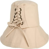 Cocopeaunts Лятна плажна шапка за жени шапка сгъваема модна солидна кофа капачка UV защита кръстосани лъкове Рибарска шапка