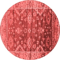 Ahgly Company Indoor Round Oriental Red Industrial Area Rugs, 6 'кръг