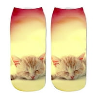 Популярни забавни унизионни кратки чорапи 3d котка отпечатани чорапи от глезени ежедневни чорапи, многоцветни