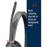 Poly - Voyager UC Wireless Headset - Слушалки с едно ухо с Boom Mic - Свържете се с PC Mac чрез USB -A Bluetooth адаптер, мобилен