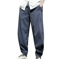 Мъжки ежедневни панталони редовно прилягане на модни твърди цветове дълги панталони на открито пълни панталони каки панталони