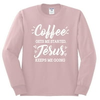 Дивото боби кафе ме започва Исус ме държи на вдъхновяващи християнски мъже риза с дълъг ръкав, светло розова, голяма