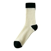 Puawkoer дамски тънки вертикални ивици памучни чорапи за средна тръба празнични чорапи чорапогащи чорапогащи