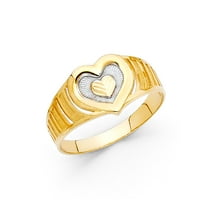 Бижута 14k бяло и жълто злато с два тона модна годишнина сърдечен пръстен размер 5