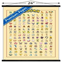 Pokémon - Плакат за стена на Kanto Grid с дървена магнитна рамка, 22.375 34
