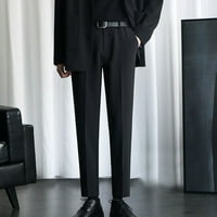 Панталони за клирънс на Hinvhai Мъжки панталони от тънки панталони Мъжки есен прав костюм панталони черно 10