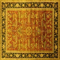 Ahgly Company Machine Pashable Indoor Rectangle Oriental Yellow Industrial Area Rugs, 3 '5'