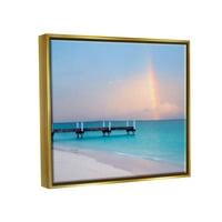 Ступел индустрии дъга над океана Док снимка металик злато плаваща рамка платно печат стена изкуство, дизайн от Минди Сомърс