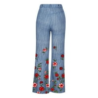 Женски дълъг многоброен отпечатани небрежни разхлабени панталони удобни микро разгънати панталони дамски плюс размер памучен пижама