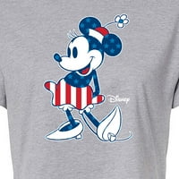 Disney - Americana - Minnie Flag Pattern - Juniors Изрязана тениска от памучна смес