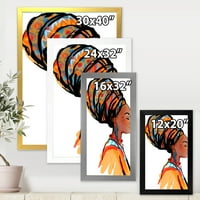 Дизайнарт 'афро американка с тюрбан' модерна рамка Арт Принт