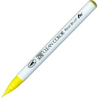 Kuretake Zig Clean Color Real Brush Marker, лимон жълто