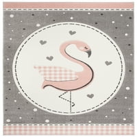 Carousel Kids Dina Flamingo Area Rug, Pink Ivory, 5'3 7'6