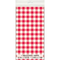Red Gingham Plastic Party Squecloth, 54in