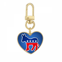 America Donkey Emblem Демократична партия златен сърдечен ключодържател Metal Keyring притежател