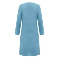 Женски летни рокли за жени мини рокля дата ежедневна мини V-образна цветна с джобни синьо
