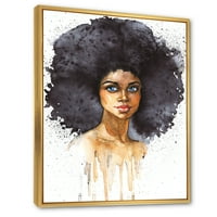 Дизайнарт 'портрет на афроамериканка х' модерна рамка платно стена арт принт