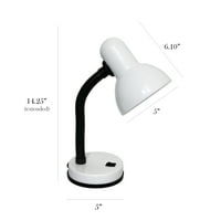 Прост дизайн за възрастни основна метална настолна лампа с гъвкава врата на маркуча, Бяла