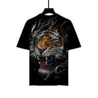 Продажби Мъжки тениска лъв Графична 3D риза за печат Небрежен тънък гопс върхове кръг на врата пуловер с къс ръкав върхове летни