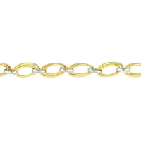 14K жълто бяло злато високо лак редуващ се двоен вълнообразна овална връзка link lobs гривни бижута подаръци за жени