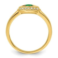 14k Жълто злато Семейство бижута Синтетичен камък и истински диамантен комплект пръстен