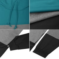 Дамски Плюс Размер Цвят Блок Качулки Суитчъри Дълъг Ръкав Пуловер Туника Върхове