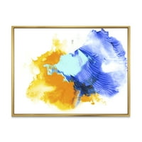 Дизайнарт 'абстрактни оранжеви и сини облаци' модерна рамка платно стена арт принт