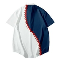 Уенини 4 юли декорации Топс за мъже Американски флаг Бейзболна звезда Раирана туника с печат на лапина къса ръкав летни тениски