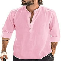 Капрез мъжете винтидж тениска небрежен бутон надолу тениска плаж блуза солиден цвят летни ризи