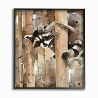 Ступел индустрии миеща мечка в гората акварел животински живопис черна рамка стена изкуство, 14, бисан Парнел