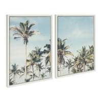 Кейт и Лоръл Силви крайбрежна кокосова палма плаж рамка платно стена изкуство, поставено от творческия куп студио, Бяло, крайбрежен