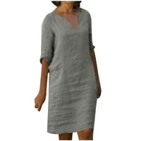 Dianli sundresses за жени ежедневни солидни меки памучни бельо плюс размер рокли с дължина до коляното официал