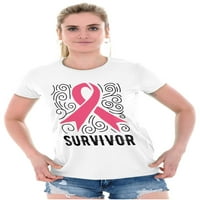 Survivor Cancer Cancer Pink Ribbon Женска тениска дами тий бриско бранди s