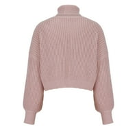 Anuirheih плетени пуловери за жени, свободни модни модни солидни пуловер с дълъг ръкав v-образно деколте ежедневни пуловер зимен