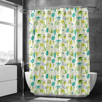Душ завеса очарователна водоустойчива отпечатана облицовка за душ за семейство за мокра стая с куки, размер