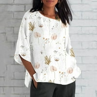 koaiezne жени лятно памучно бельо върхове мода плюс тениски с размер тениски кръгла шия в средата на дълги ръкави ризи ежедневни