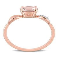 1-Каратов Т. Г. в. Морганит и диамант-акцент 14кт годежен пръстен с Розово злато