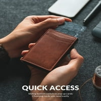 Мъжки кожени портфейли Притежател на кредитна карта от предния джоб, тънък минималистичен притежател на карта RFID блокиращи портфейли,