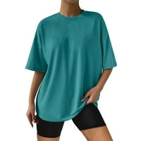 Ризи за жени графични тийнейджъри големи тениски свободни годни екипажи с къс ръкав върхове Лятна ежедневна блуза Основен тройник