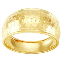 Блясък фини бижута 10к жълто злато тъкани дизайн купол форма пръстен, размер 7