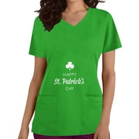 Дамски st patricks ден тениска зелени шамкови върхове ирландски късметлии пуловер течаща блуза ежедневни разхлабени туника мода