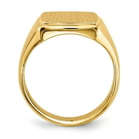 Солиден 14K жълто злато Големият тежък мъжки гравиран пръстен за подпис - размер 10