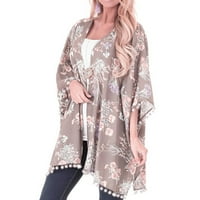 Tbopshirt Cardigan за жени, Clearance Fashion Women Summer Print Loose Sand Sunscreen Thin Style Blouse Girls Zip Up Jacket