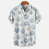 Simplmasygeni Men's Tops Summer Clearance Кратък ръкав ежедневни копчета от печат с джобна турнирна риза с къс ръкав блуза